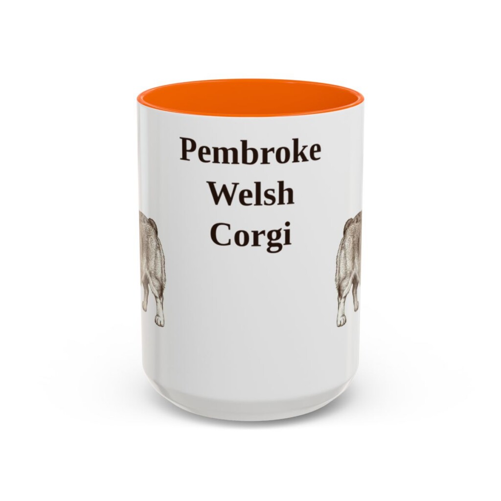 15oz Pembroke Welsh Corgi Mug, Orange, front view