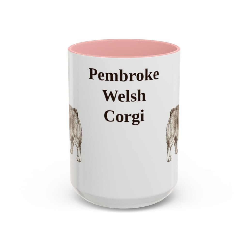15oz Pembroke Welsh Corgi Mug, Pink, front view