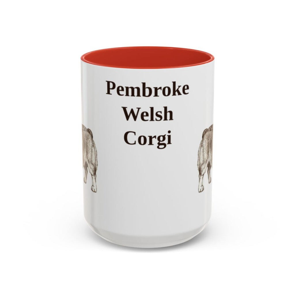 15oz Pembroke Welsh Corgi Mug, Red, front view