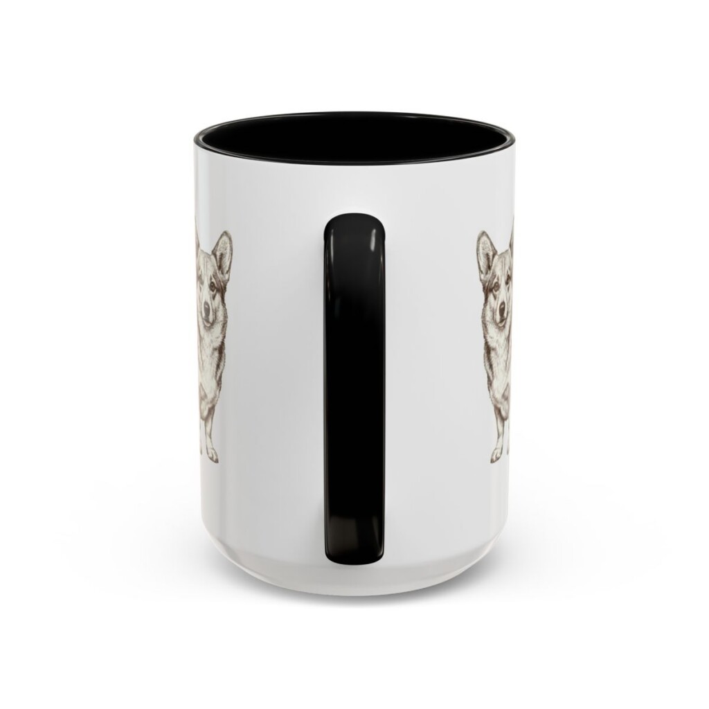 15oz Pembroke Welsh Corgi Mug, Black, back view