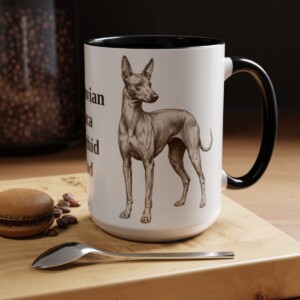15oz Peruvian Inca Orchid Dog Dad Mug, Black, lifestyle photo