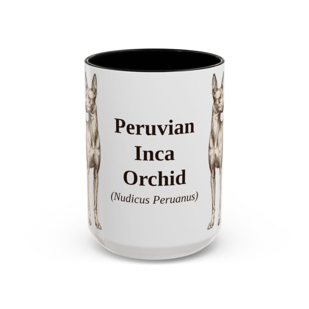 15oz Peruvian Inca Orchid Latin Mug, Black, front view