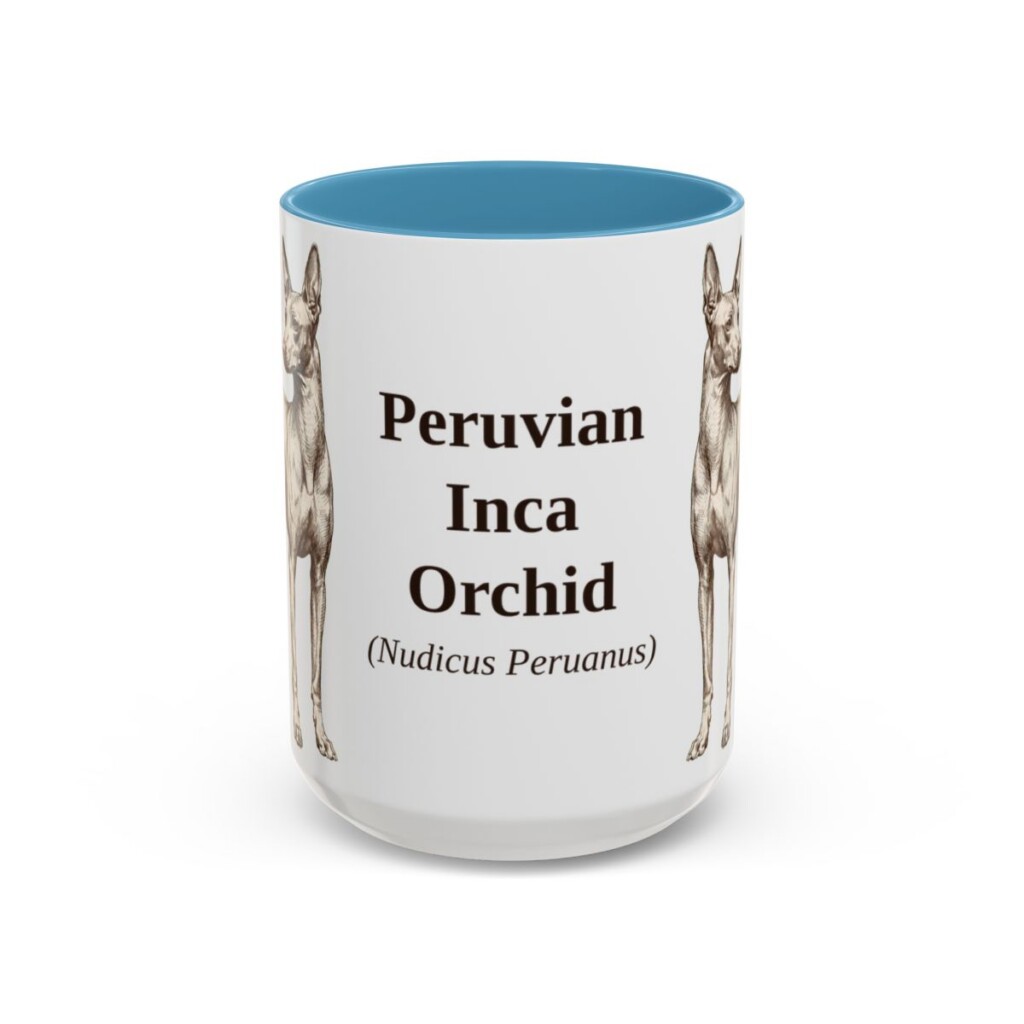 15oz Peruvian Inca Orchid Latin Mug, Light Blue, front view
