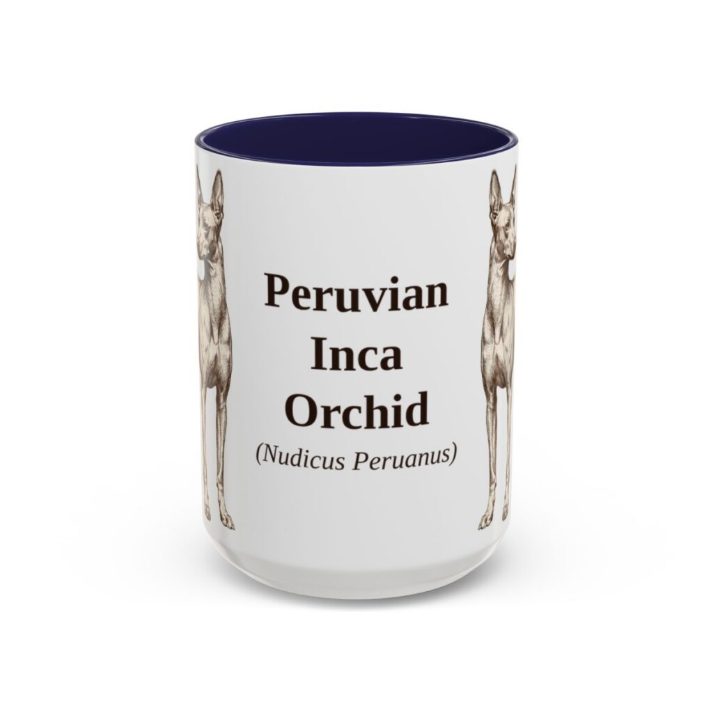 15oz Peruvian Inca Orchid Latin Mug, Navy, front view