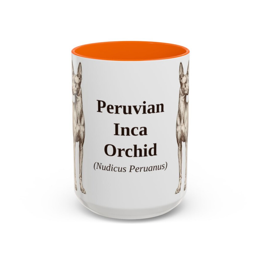 15oz Peruvian Inca Orchid Latin Mug, Orange, front view