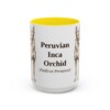 15oz Peruvian Inca Orchid Latin Mug, Yellow, front view