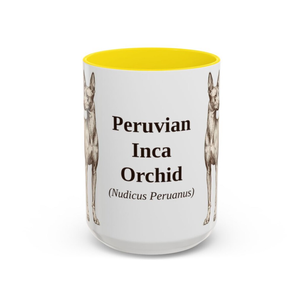 15oz Peruvian Inca Orchid Latin Mug, Yellow, front view