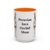 15oz Peruvian Inca Orchid Dog Mom Mug, Orange, front view