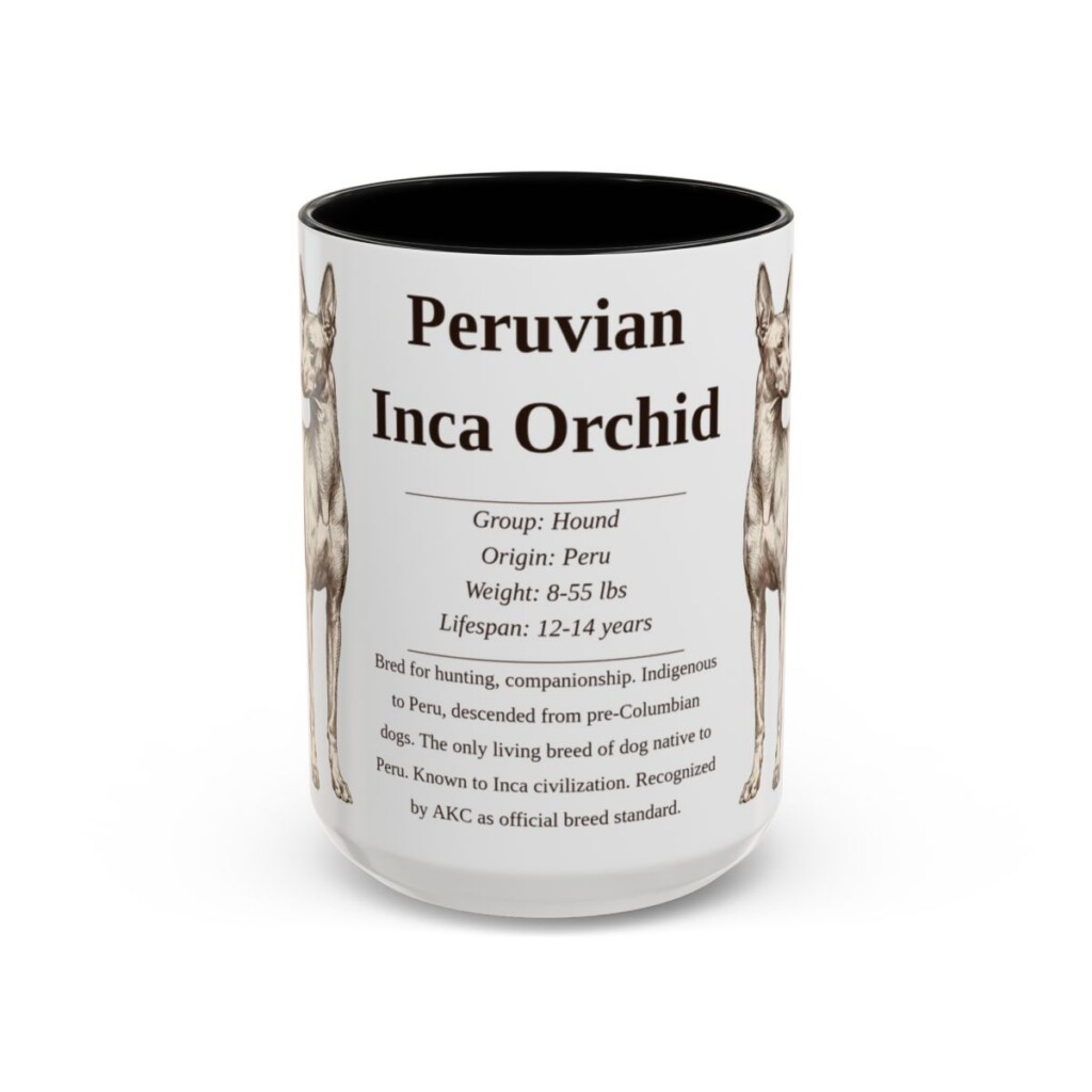15oz Peruvian Inca Orchid Mug, Black, front view
