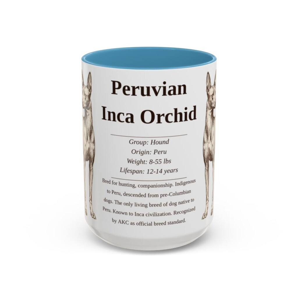 15oz Peruvian Inca Orchid Mug, Light Blue, front view