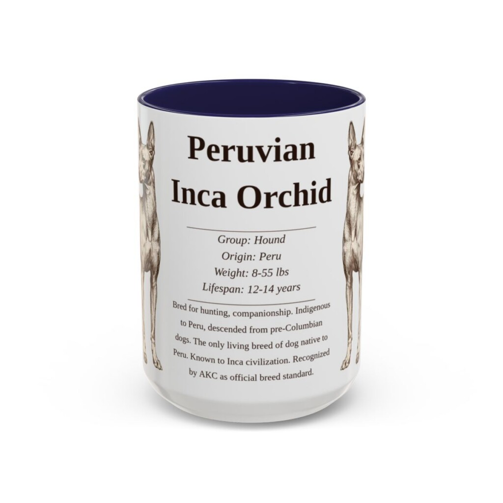15oz Peruvian Inca Orchid Mug, Navy, front view
