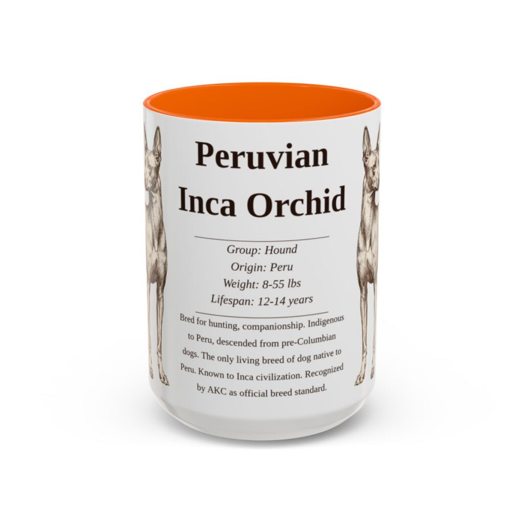 15oz Peruvian Inca Orchid Mug, Orange, front view