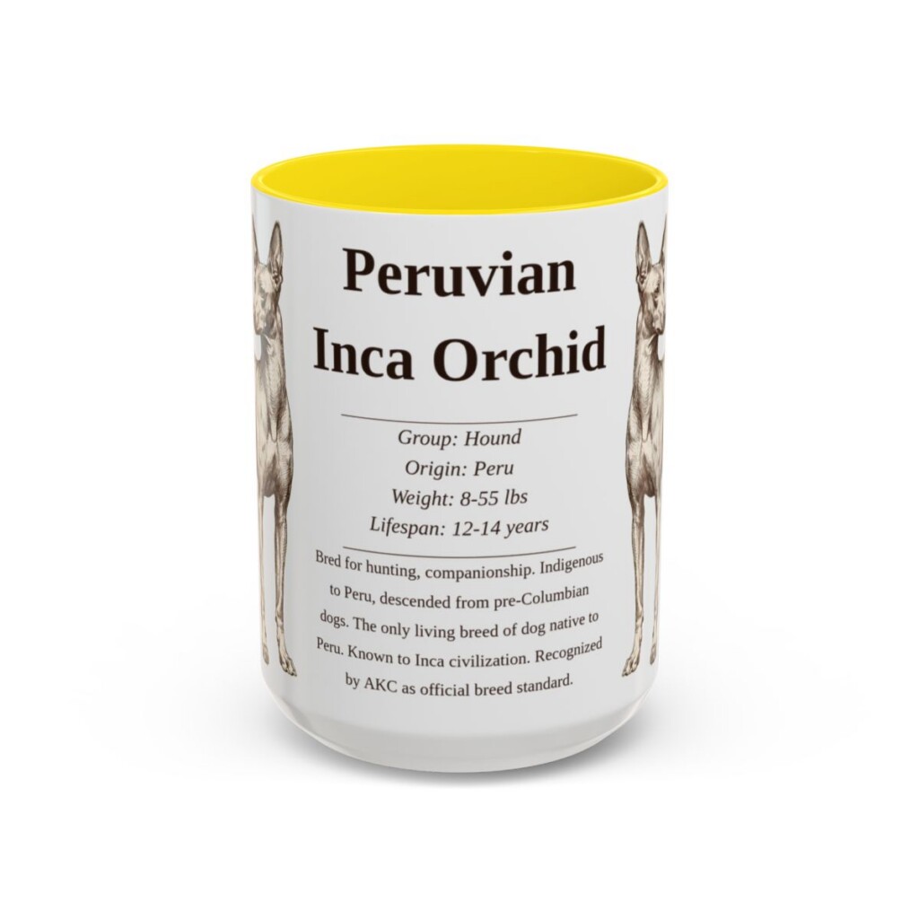 15oz Peruvian Inca Orchid Mug, Yellow, front view