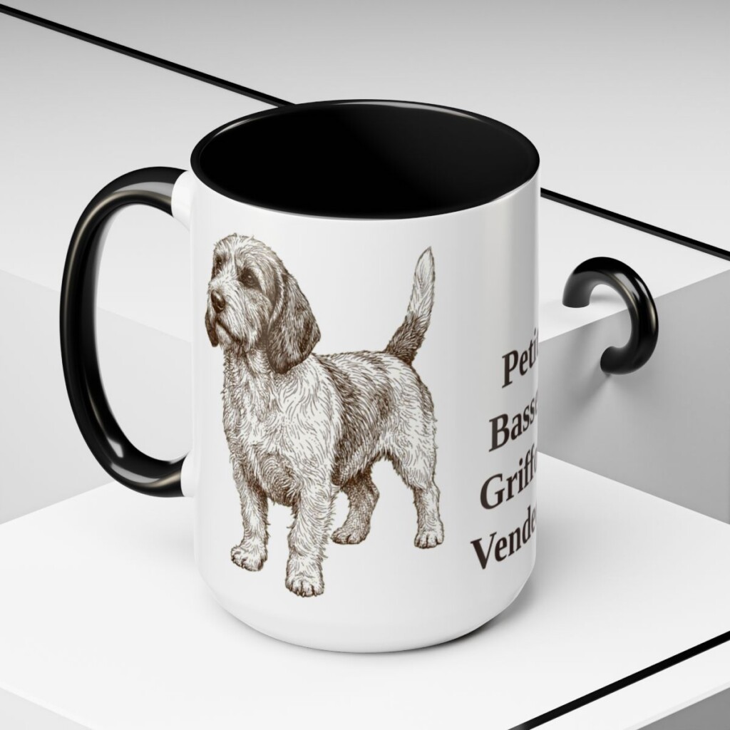 15oz Petit Basset Griffon Vendeen Mug, Black, lifestyle photo
