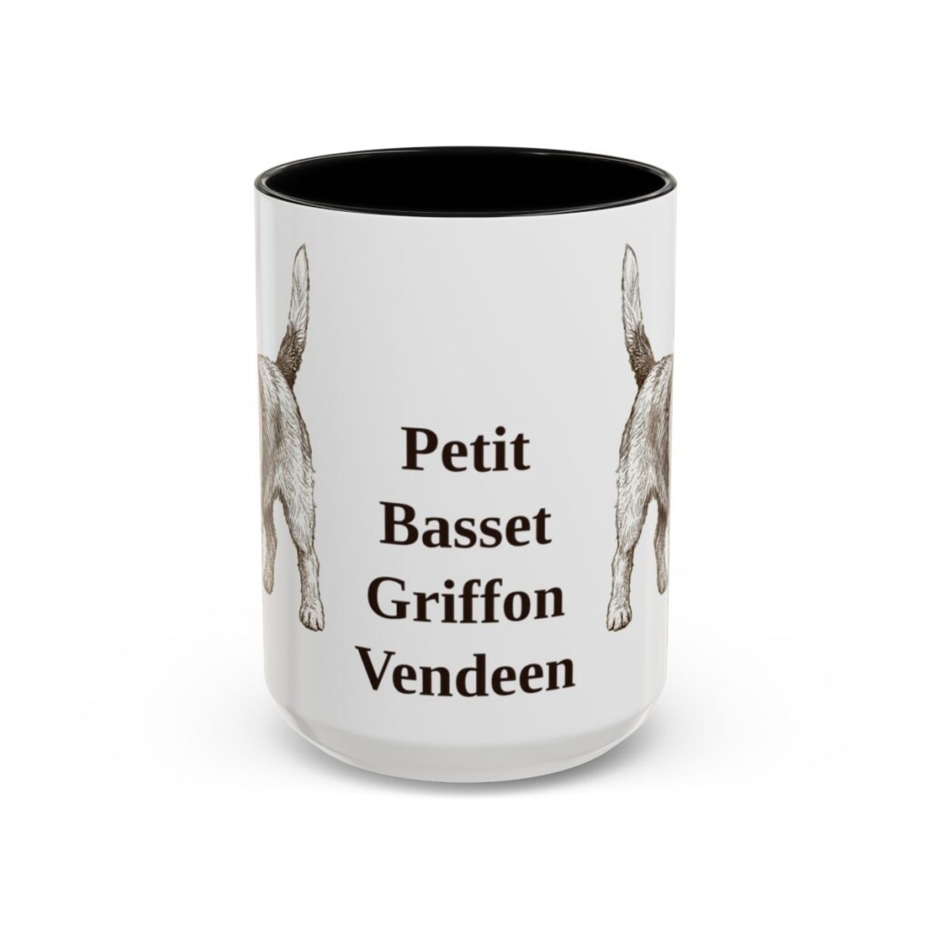 15oz Petit Basset Griffon Vendeen Mug, Black, front view