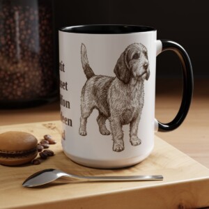 15oz Petit Basset Griffon Vendeen Dog Dad Mug, Black, lifestyle photo