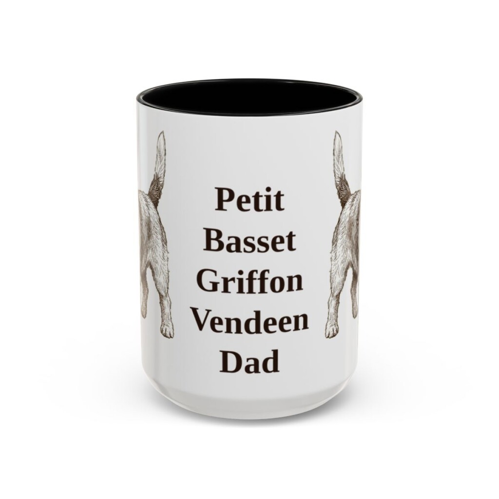 15oz Petit Basset Griffon Vendeen Dog Dad Mug, Black, front view
