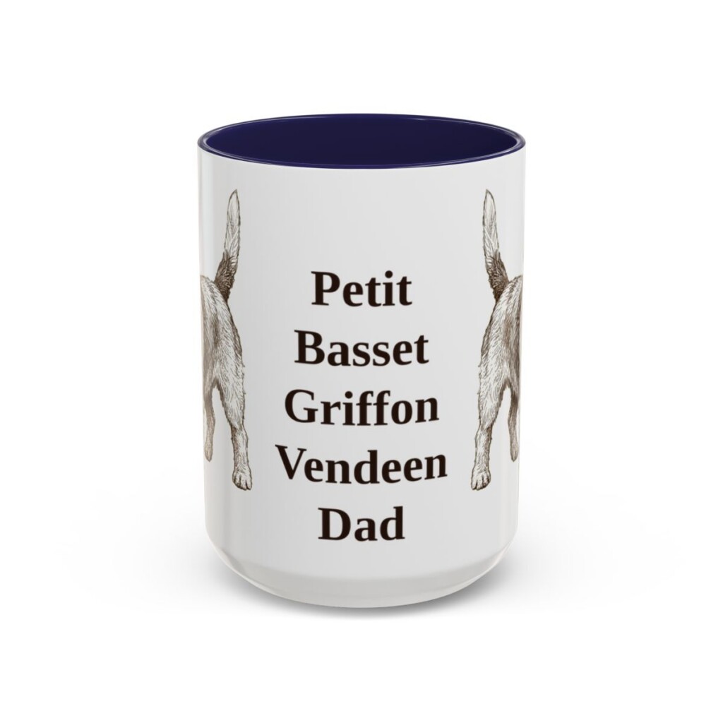 15oz Petit Basset Griffon Vendeen Dog Dad Mug, Navy, front view