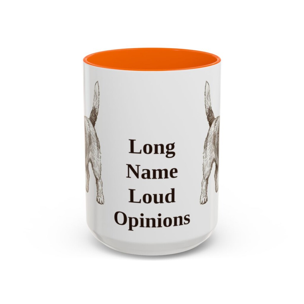 15oz Funny Petit Basset Griffon Vendeen Mug, Orange, front view
