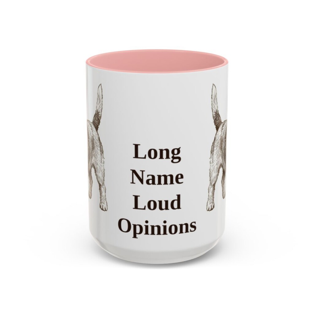 15oz Funny Petit Basset Griffon Vendeen Mug, Pink, front view