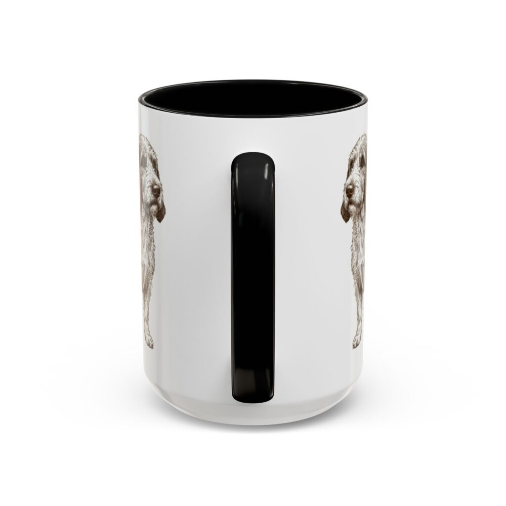 15oz Petit Basset Griffon Vendeen Latin Mug, Black, back view