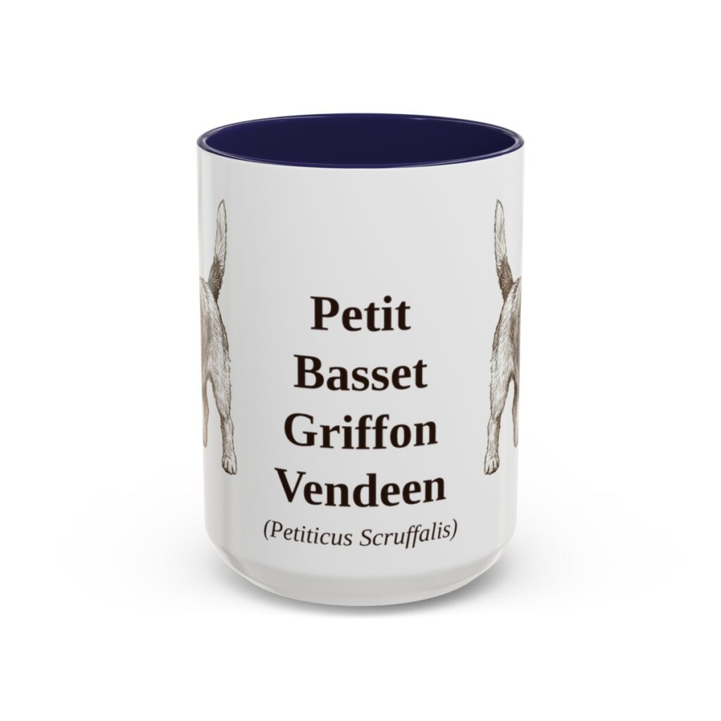 15oz Petit Basset Griffon Vendeen Latin Mug, Navy, front view