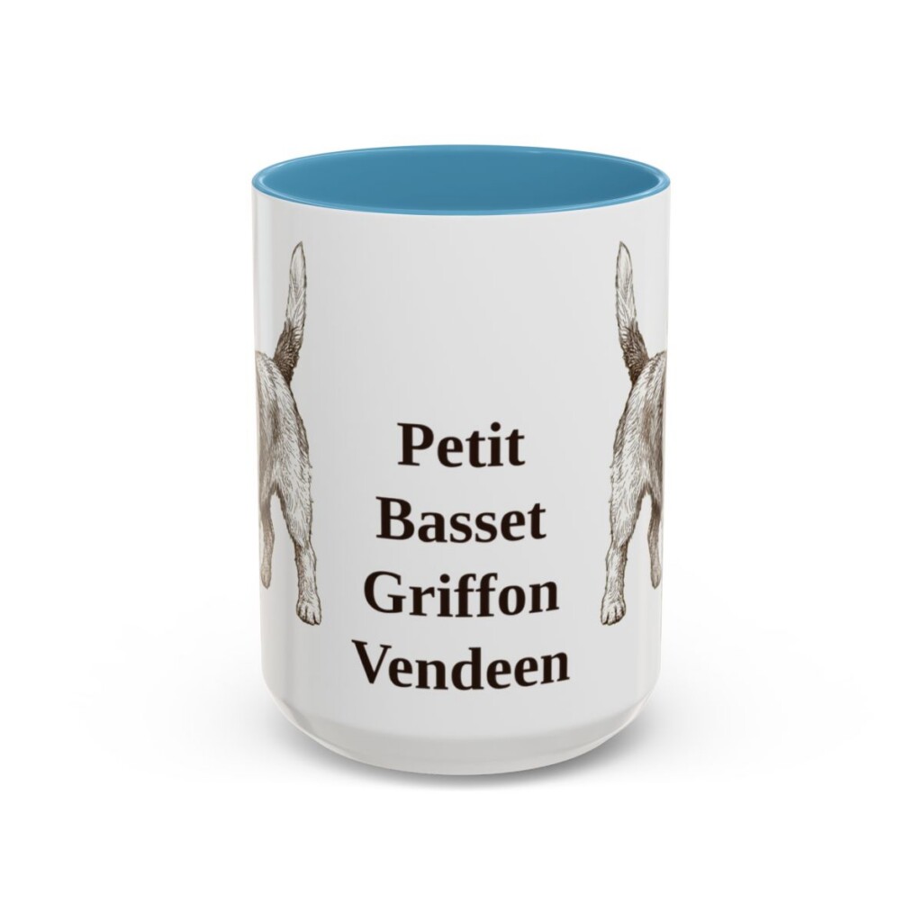 15oz Petit Basset Griffon Vendeen Mug, Light Blue, front view