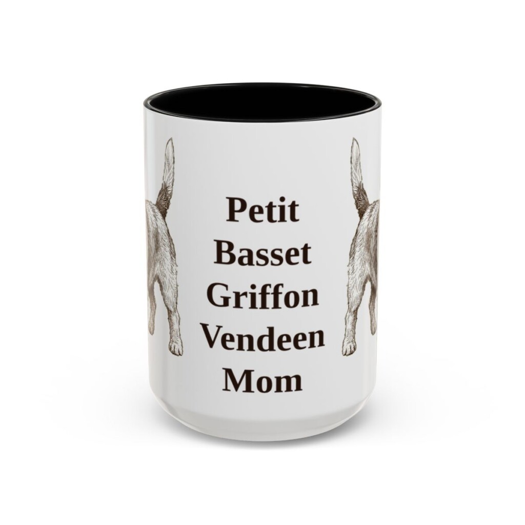 15oz-petit-basset-griffon-vendeen-mug-mom-black-front 15oz Petit Basset Griffon Vendeen Dog Mom Mug, Black, front view