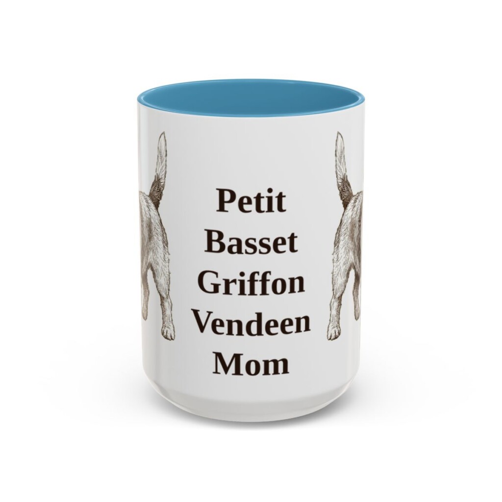 15oz-petit-basset-griffon-vendeen-mug-mom-light-blue 15oz Petit Basset Griffon Vendeen Dog Mom Mug, Light Blue, front view