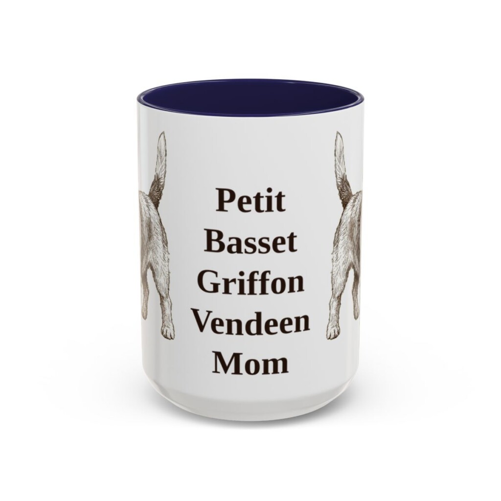 15oz-petit-basset-griffon-vendeen-mug-mom-navy 15oz Petit Basset Griffon Vendeen Dog Mom Mug, Navy, front view