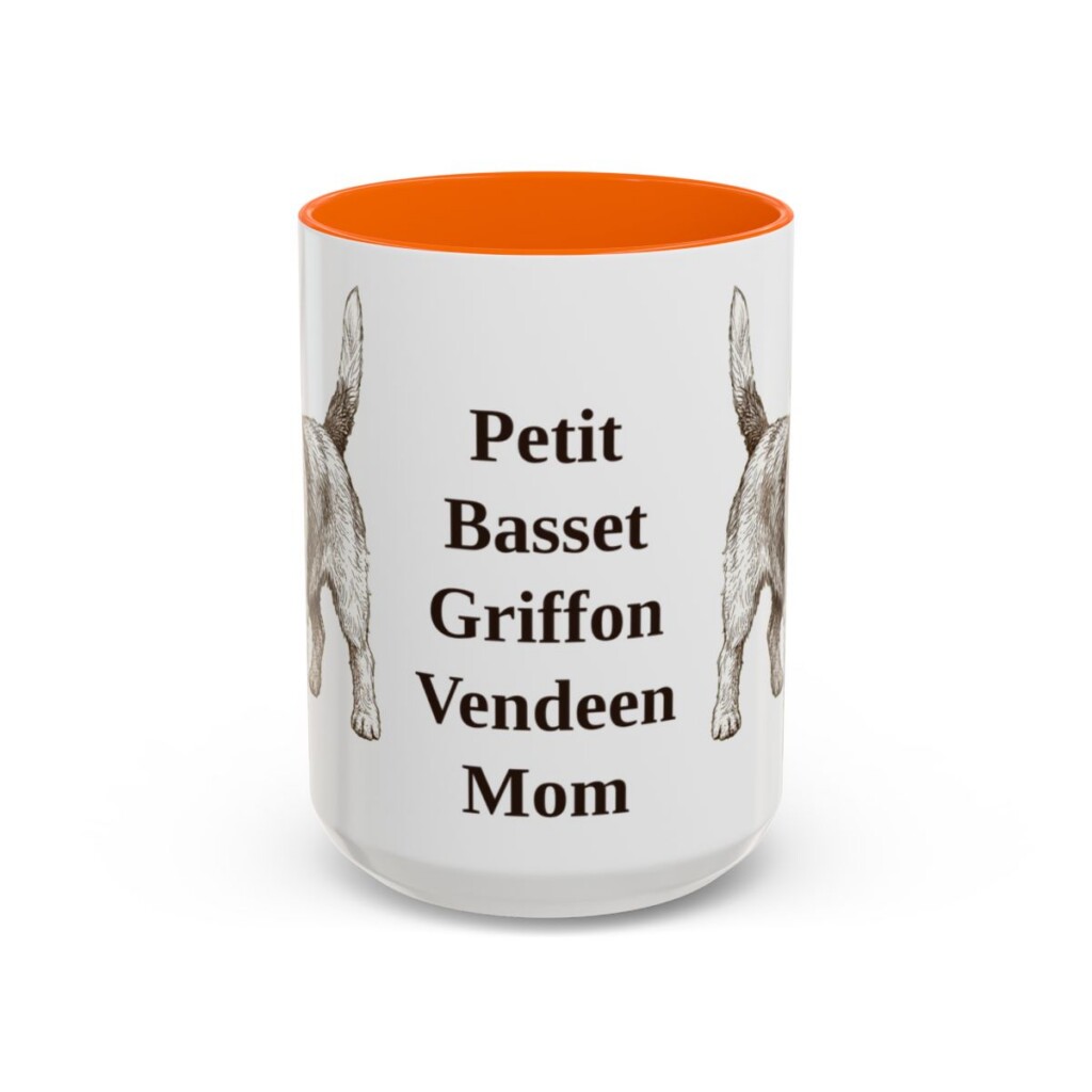 15oz-petit-basset-griffon-vendeen-mug-mom-orange 15oz Petit Basset Griffon Vendeen Dog Mom Mug, Orange, front view