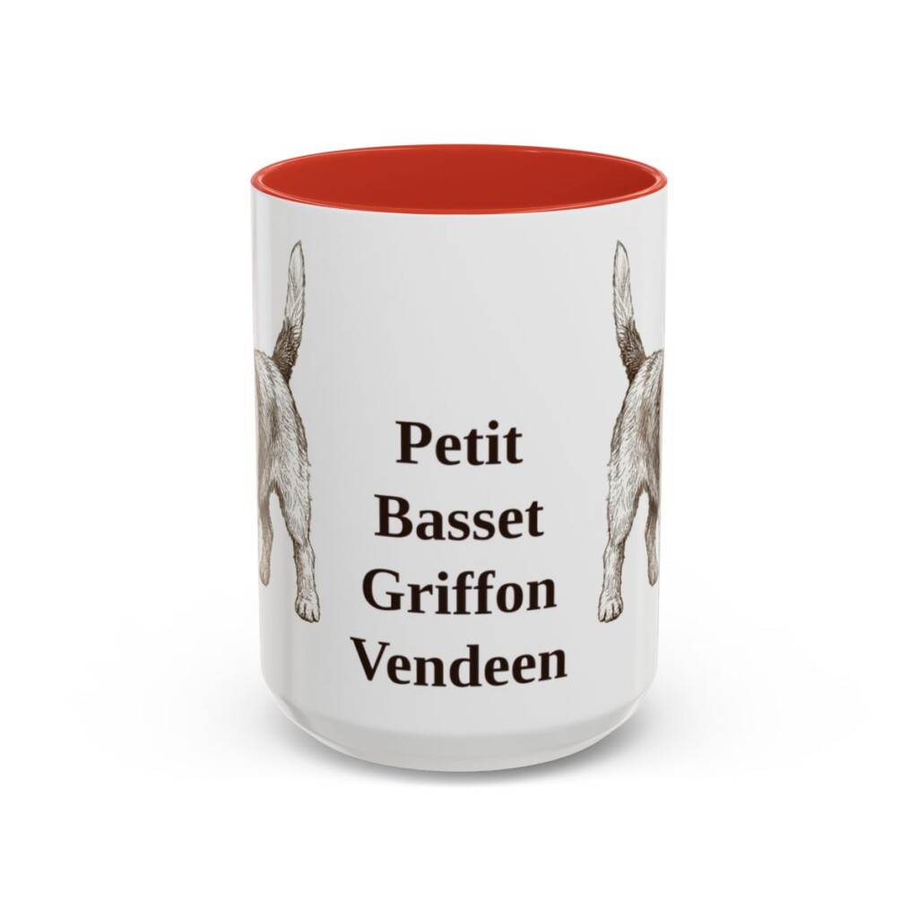 15oz Petit Basset Griffon Vendeen Mug, Red, front view