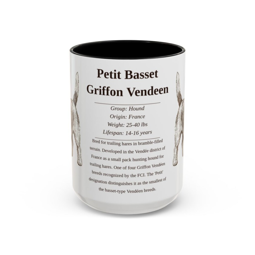 15oz-petit-basset-griffon-vendeen-mug-writeup-black-front 15oz Petit Basset Griffon Vendeen Mug, Black, front view