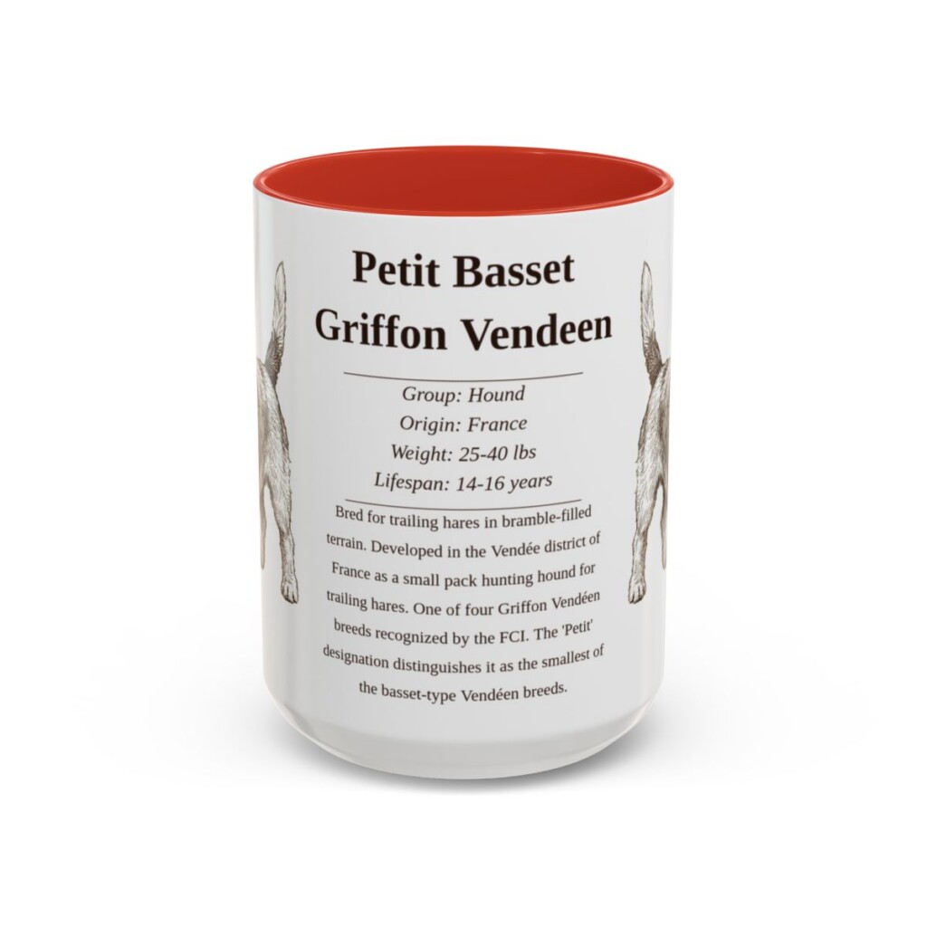 15oz-petit-basset-griffon-vendeen-mug-writeup-red 15oz Petit Basset Griffon Vendeen Mug, Red, front view