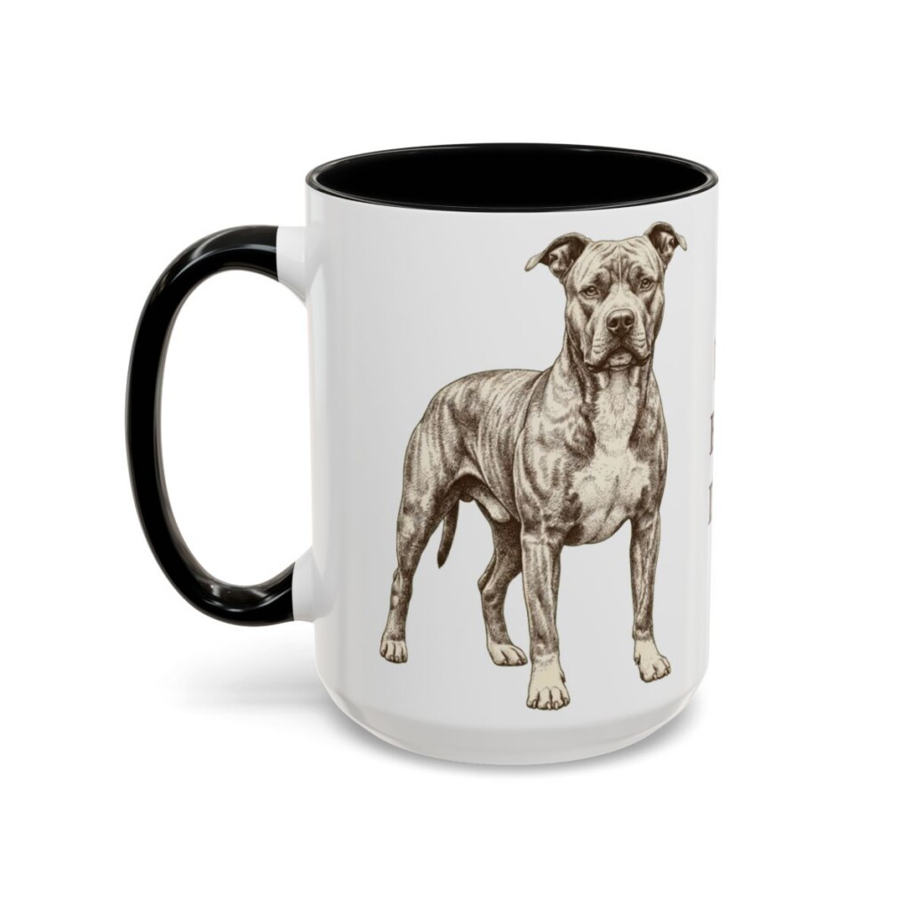 15oz Pit Bull Dog Dad Mug, Black, left side view