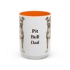 15oz Pit Bull Dog Dad Mug, Orange, front view