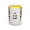 15oz Pit Bull Dog Dad Mug, Yellow, front view