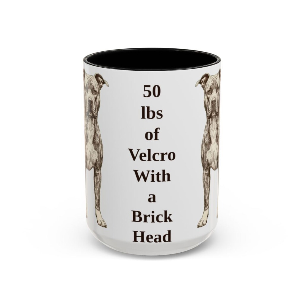 15oz-pit-bull-mug-humor-black-front 15oz Funny Pit Bull Mug, Black, front view