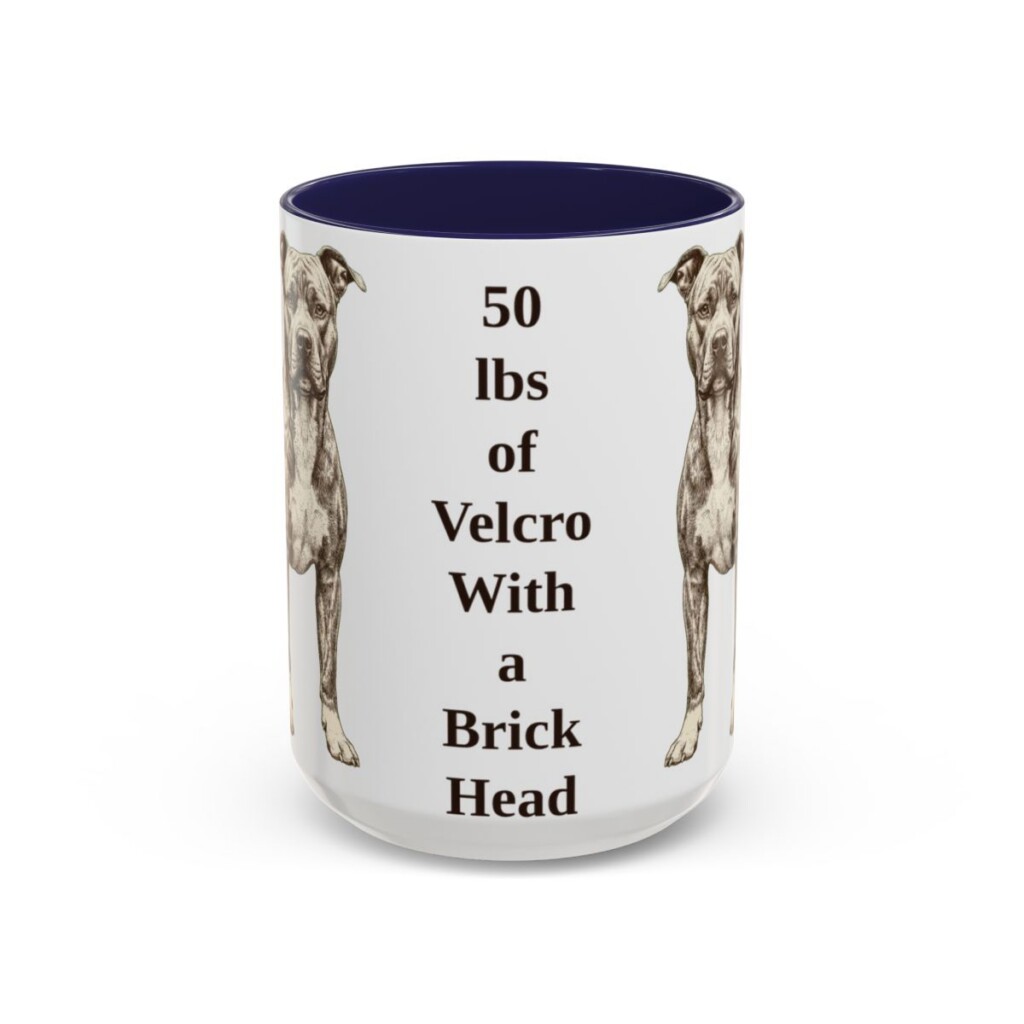 15oz-pit-bull-mug-humor-navy 15oz Funny Pit Bull Mug, Navy, front view