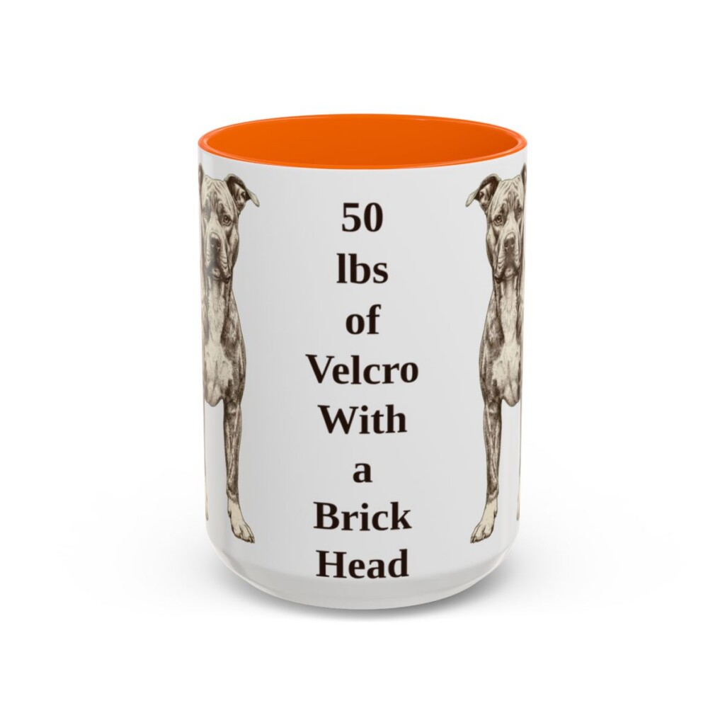 15oz-pit-bull-mug-humor-orange 15oz Funny Pit Bull Mug, Orange, front view