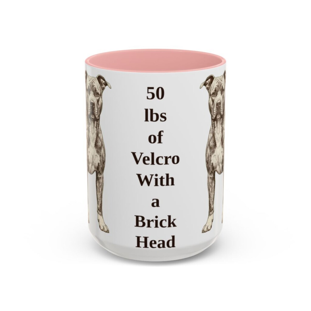 15oz-pit-bull-mug-humor-pink 15oz Funny Pit Bull Mug, Pink, front view