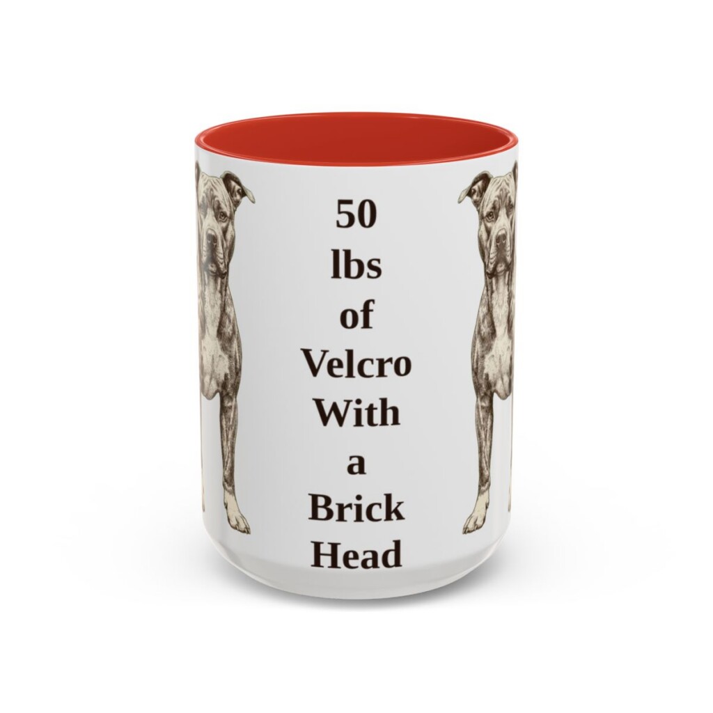 15oz-pit-bull-mug-humor-red 15oz Funny Pit Bull Mug, Red, front view