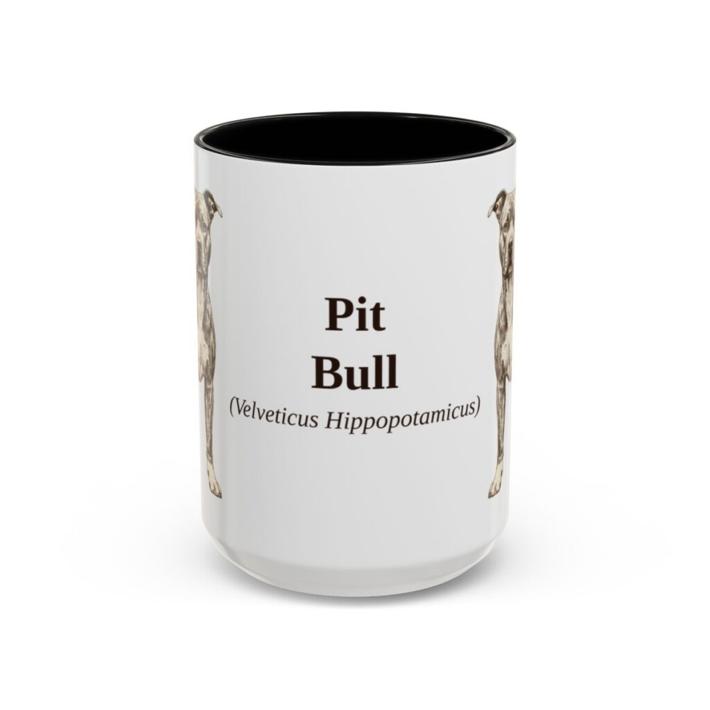15oz Pit Bull Latin Mug, Black, front view