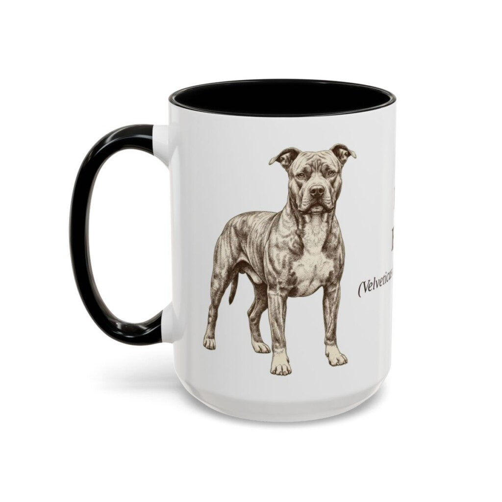 15oz Pit Bull Latin Mug, Black, left side view