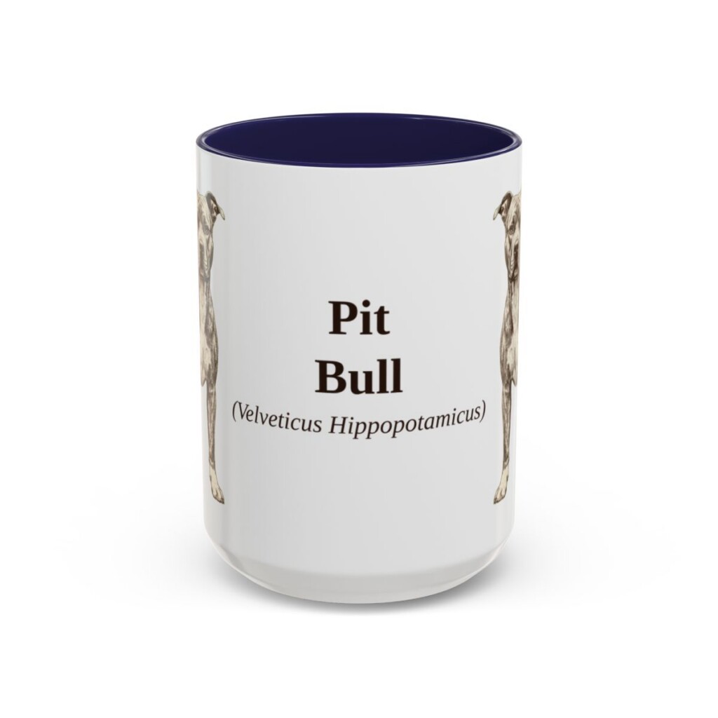 15oz Pit Bull Latin Mug, Navy, front view