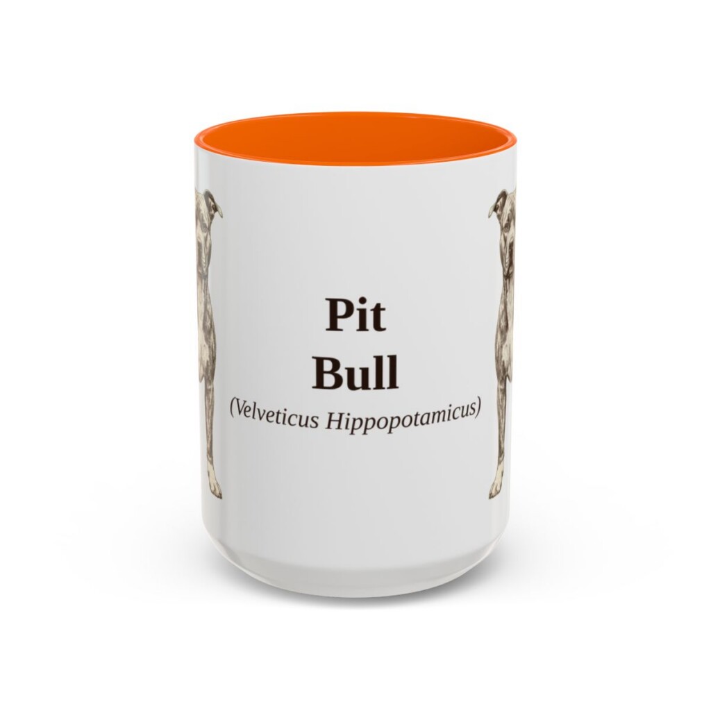 15oz Pit Bull Latin Mug, Orange, front view