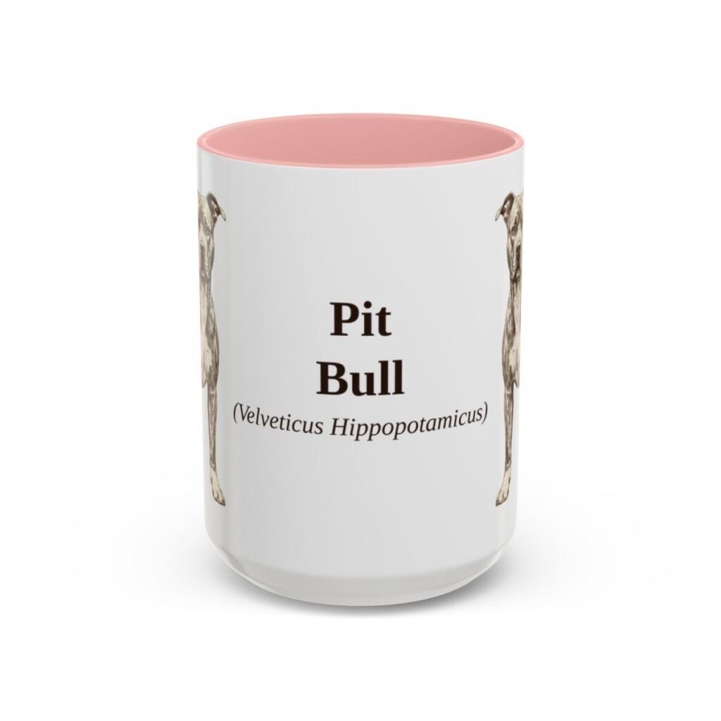 15oz Pit Bull Latin Mug, Pink, front view