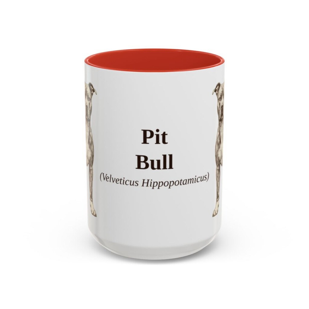 15oz Pit Bull Latin Mug, Red, front view