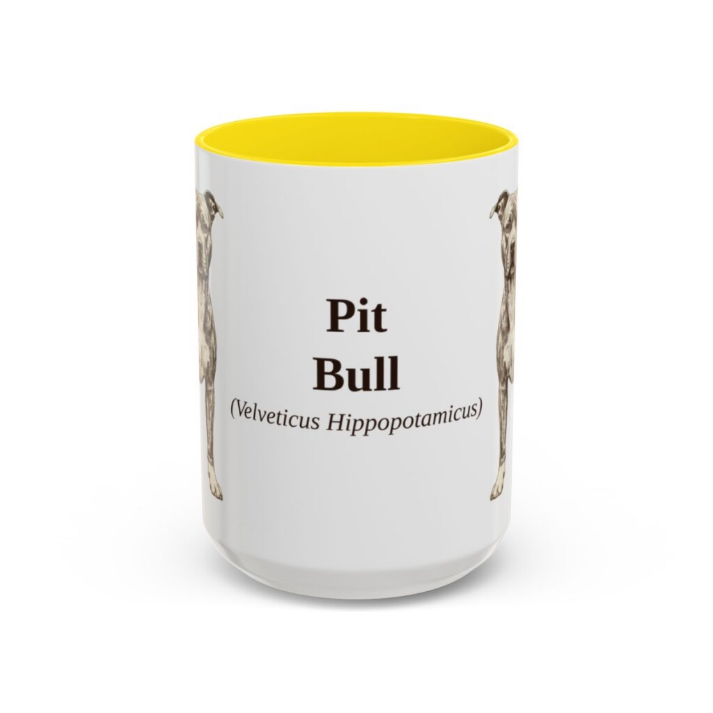 15oz Pit Bull Latin Mug, Yellow, front view