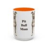 15oz Pit Bull Dog Mom Mug, Orange, front view